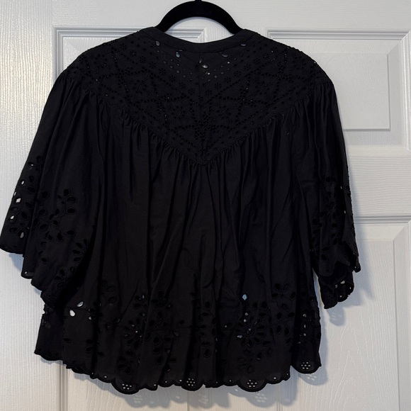 Madewell Black Eyelet Blouse Women Size L - Picture 8 of 8